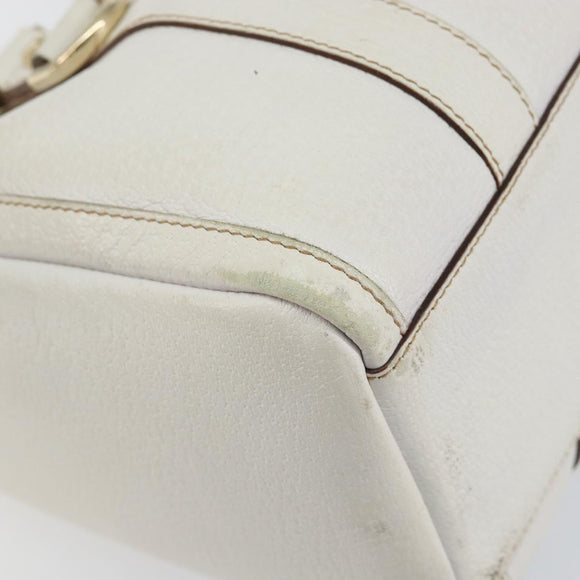 GUCCI Abby Mini Boston Bag Leather White Gold 130942 Auth ti3455