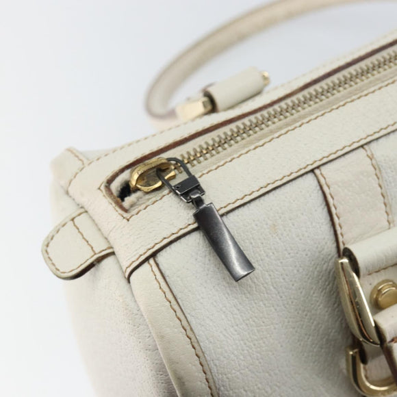 GUCCI Abby Mini Boston Bag Leather White Gold 130942 Auth ti3455