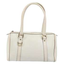 GUCCI Abby Mini Boston Bag Leather White Gold 130942 Auth ti3455 - 0