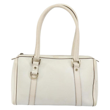 GUCCI Abby Mini Boston Bag Leather White Gold 130942 Auth ti3455 - 0