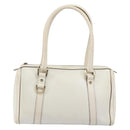 GUCCI Abby Mini Boston Bag Leather White Gold 130942 Auth ti3455-13