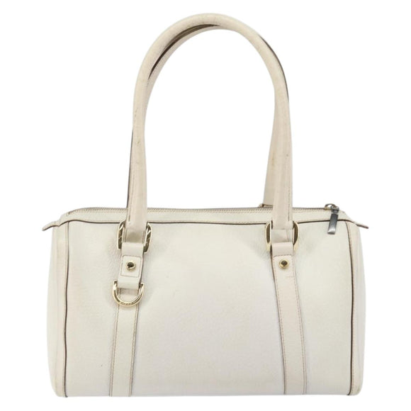 GUCCI Abby Mini Boston Bag Leather White Gold 130942 Auth ti3455