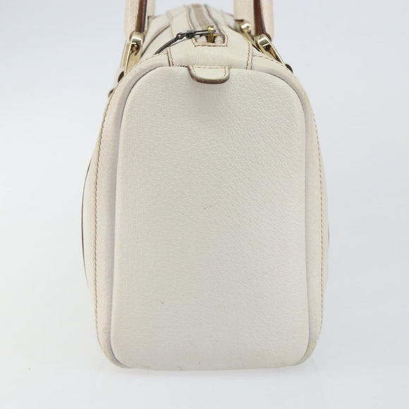 GUCCI Abby Mini Boston Bag Leather White Gold 130942 Auth ti3455