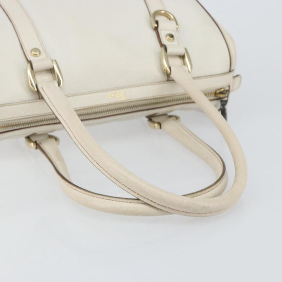 GUCCI Abby Mini Boston Bag Leather White Gold 130942 Auth ti3455