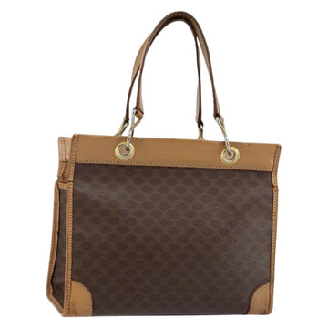 CELINE Macadam Canvas Hand Bag Brown Gold Auth ti3457