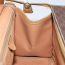CELINE Macadam Canvas Hand Bag Brown Gold Auth ti3457-18