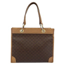 CELINE Macadam Canvas Hand Bag Brown Gold Auth ti3457-13