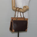 CELINE Macadam Canvas Hand Bag Brown Gold Auth ti3457-21