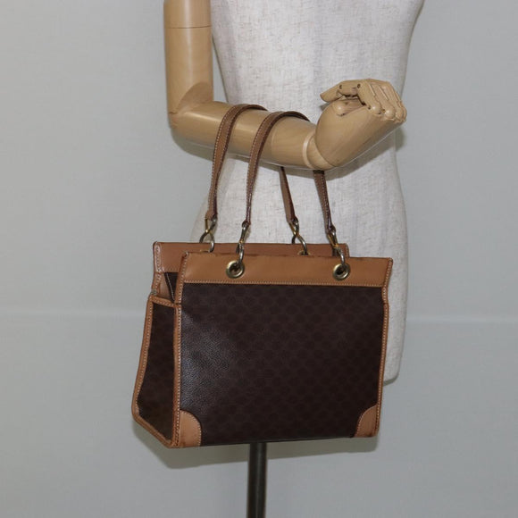 CELINE Macadam Canvas Hand Bag Brown Gold Auth ti3457
