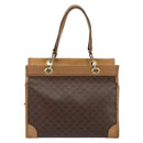 CELINE Macadam Canvas Hand Bag Brown Gold Auth ti3457-2
