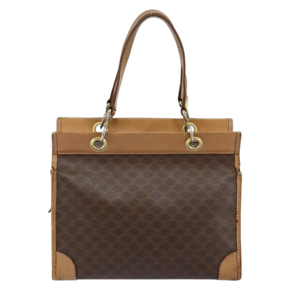 CELINE Macadam Canvas Hand Bag Brown Gold Auth ti3457