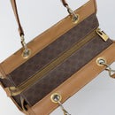 CELINE Macadam Canvas Hand Bag Brown Gold Auth ti3457-6