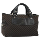 CELINE Macadam Canvas Boogie Hand Bag Dark Brown Black Silver Auth ti3458-1