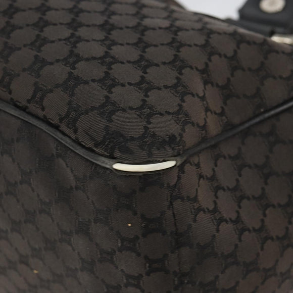 CELINE Macadam Canvas Boogie Hand Bag Dark Brown Black Silver Auth ti3458