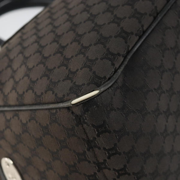 CELINE Macadam Canvas Boogie Hand Bag Dark Brown Black Silver Auth ti3458