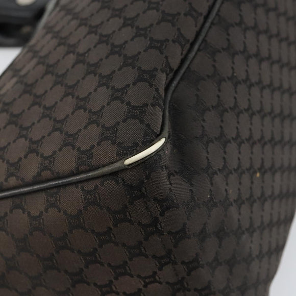 CELINE Macadam Canvas Boogie Hand Bag Dark Brown Black Silver Auth ti3458