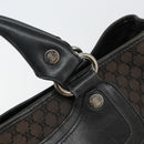 CELINE Macadam Canvas Boogie Hand Bag Dark Brown Black Silver Auth ti3458-10