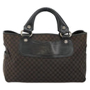 CELINE Macadam Canvas Boogie Hand Bag Dark Brown Black Silver Auth ti3458-13