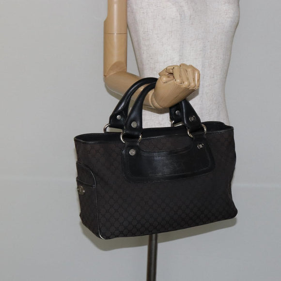 CELINE Macadam Canvas Boogie Hand Bag Dark Brown Black Silver Auth ti3458