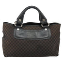 CELINE Macadam Canvas Boogie Hand Bag Dark Brown Black Silver Auth ti3458-2