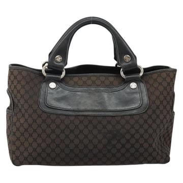 CELINE Macadam Canvas Boogie Hand Bag Dark Brown Black Silver Auth ti3458 - 0