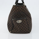 CELINE Macadam Canvas Boogie Hand Bag Dark Brown Black Silver Auth ti3458-3