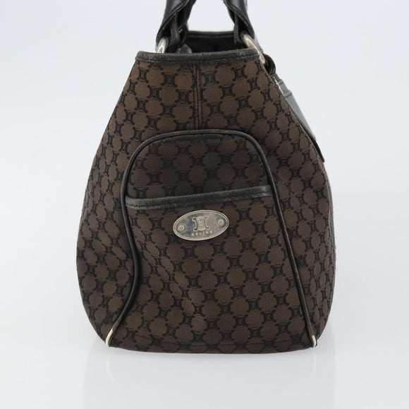 CELINE Macadam Canvas Boogie Hand Bag Dark Brown Black Silver Auth ti3458