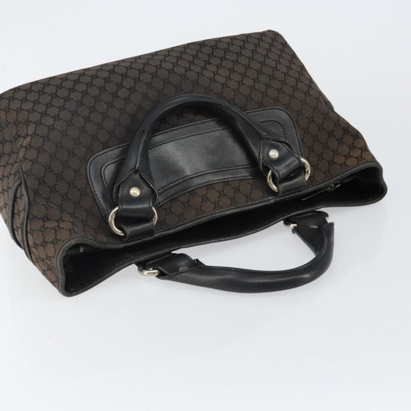 CELINE Macadam Canvas Boogie Hand Bag Dark Brown Black Silver Auth ti3458