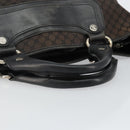 CELINE Macadam Canvas Boogie Hand Bag Dark Brown Black Silver Auth ti3458-7