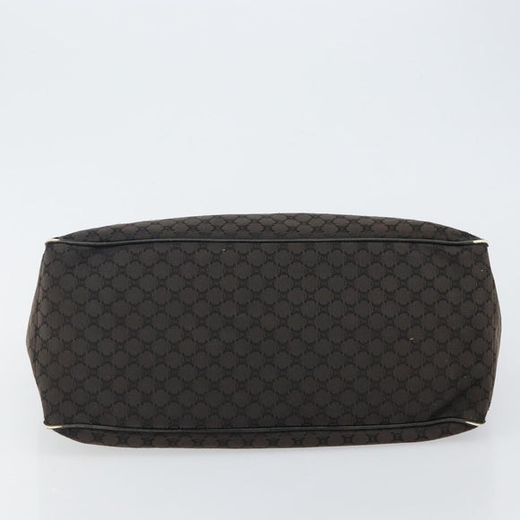 CELINE Macadam Canvas Boogie Hand Bag Dark Brown Black Silver Auth ti3458