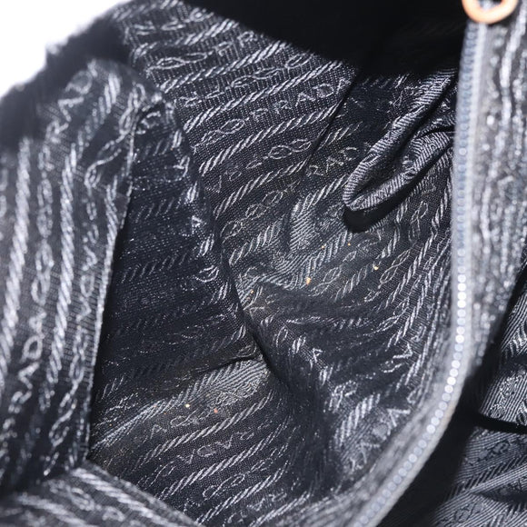 PRADA Hand Bag Nylon metal Black Gold Auth ti3459