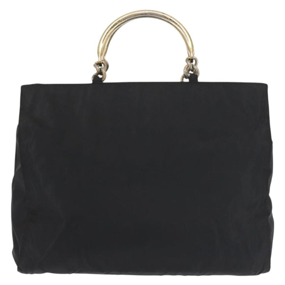 PRADA Hand Bag Nylon metal Black Gold Auth ti3459