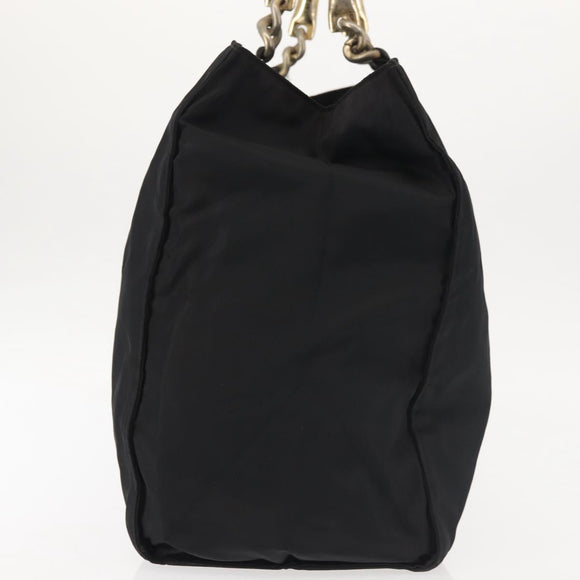 PRADA Hand Bag Nylon metal Black Gold Auth ti3459