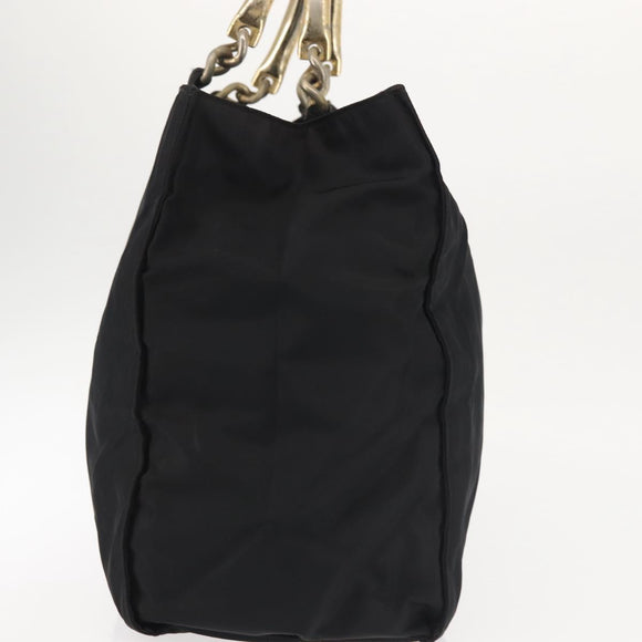 PRADA Hand Bag Nylon metal Black Gold Auth ti3459