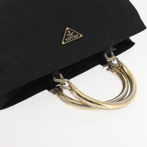 PRADA Hand Bag Nylon metal Black Gold Auth ti3459