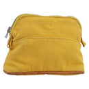 HERMES Bolide Pouch Canvas Yellow Silver Auth ti3460-1