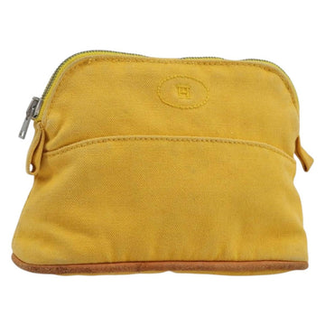 HERMES Bolide Pouch Canvas Yellow Silver Auth ti3460