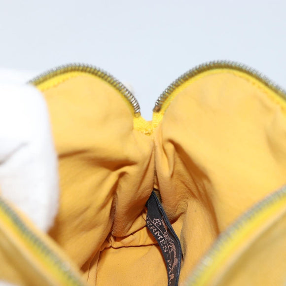 HERMES Bolide Pouch Canvas Yellow Silver Auth ti3460