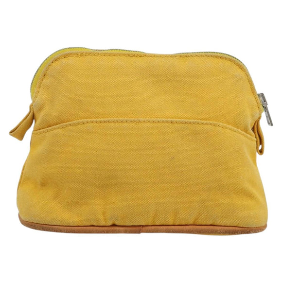 HERMES Bolide Pouch Canvas Yellow Silver Auth ti3460