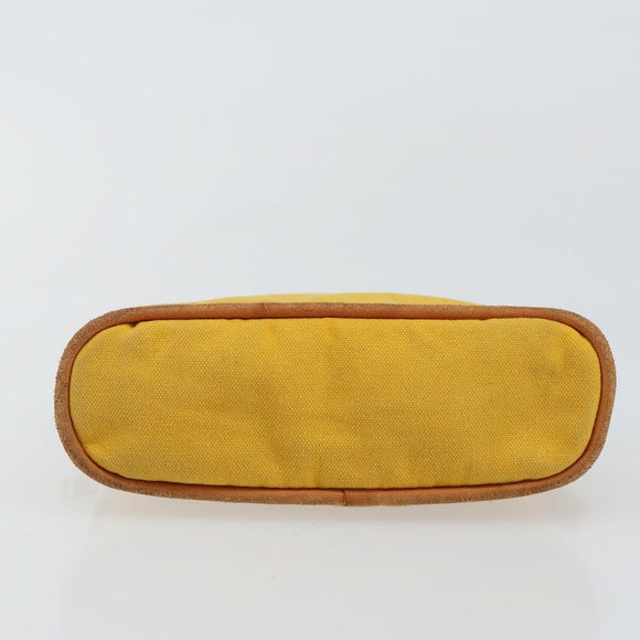 HERMES Bolide Pouch Canvas Yellow Silver Auth ti3460