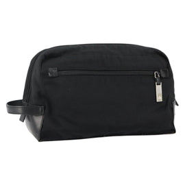 GUCCI Clutch Bag Nylon Leather Black Silver 014 1133 Auth ti3461