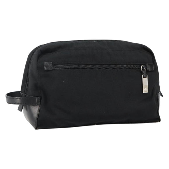 GUCCI Clutch Bag Nylon Leather Black Silver 014 1133 Auth ti3461