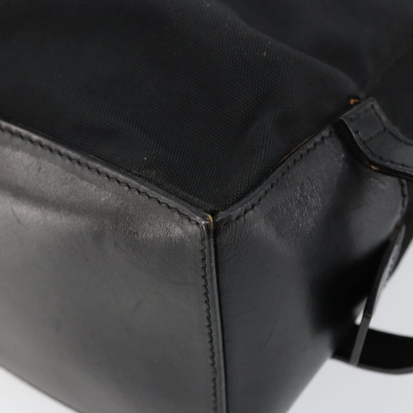 GUCCI Clutch Bag Nylon Leather Black Silver 014 1133 Auth ti3461