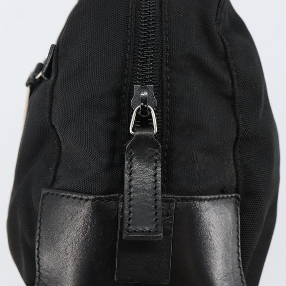 GUCCI Clutch Bag Nylon Leather Black Silver 014 1133 Auth ti3461