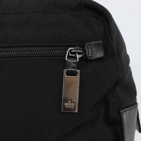 GUCCI Clutch Bag Nylon Leather Black Silver 014 1133 Auth ti3461