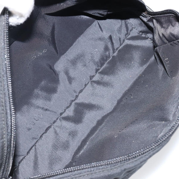 GUCCI Clutch Bag Nylon Leather Black Silver 014 1133 Auth ti3461