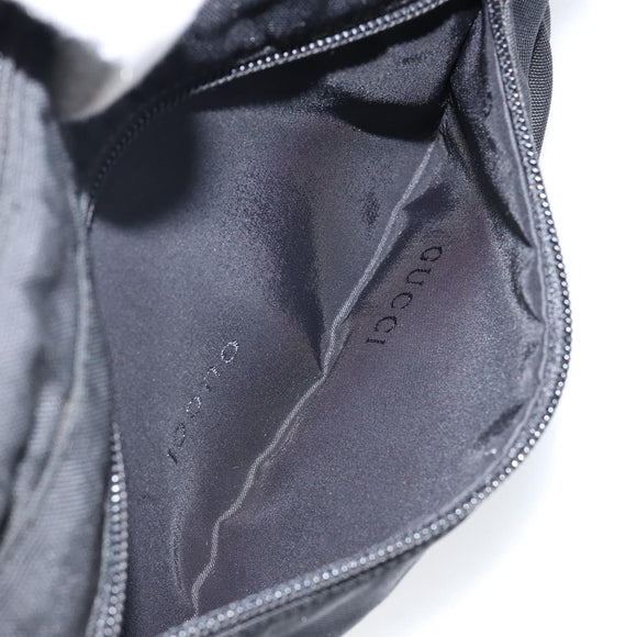 GUCCI Clutch Bag Nylon Leather Black Silver 014 1133 Auth ti3461