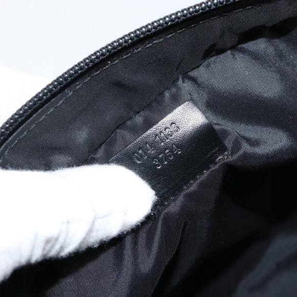 GUCCI Clutch Bag Nylon Leather Black Silver 014 1133 Auth ti3461