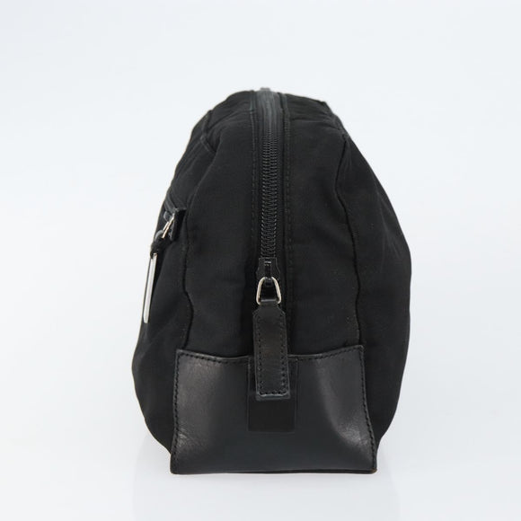 GUCCI Clutch Bag Nylon Leather Black Silver 014 1133 Auth ti3461