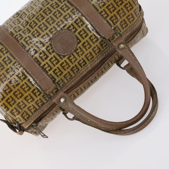 FENDI Zucchino Canvas Bag Enamel 2Set Brown Auth ti3463